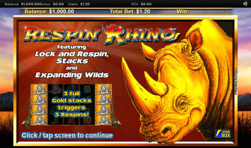 Respin Rhino Slot Machine Bonus by Nyx