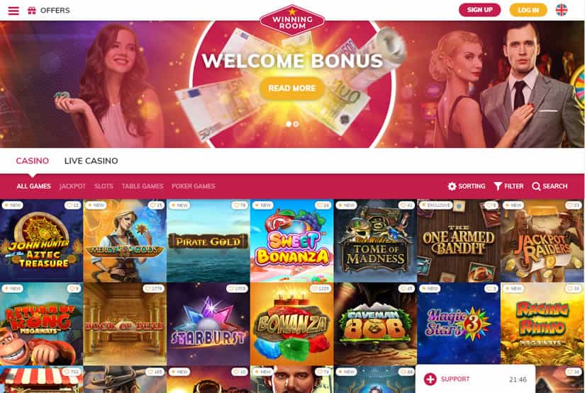 Winning Room Casino Homepage