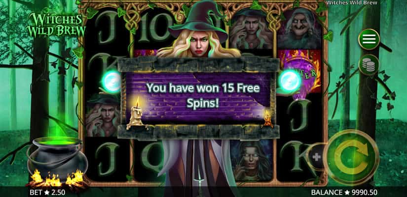 Witches Wild Brew slot bonus with free spins