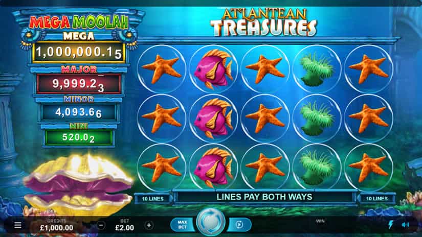 Atlantean Treasures Mega Moolah slot by Neon Valley Studios: One of the best slots to play in March 2020